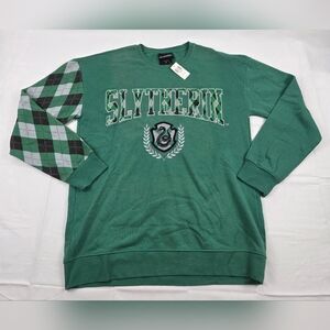 Harry Potter Slytherin Sweatshirt Mens Large Green Pullover Embroidered New